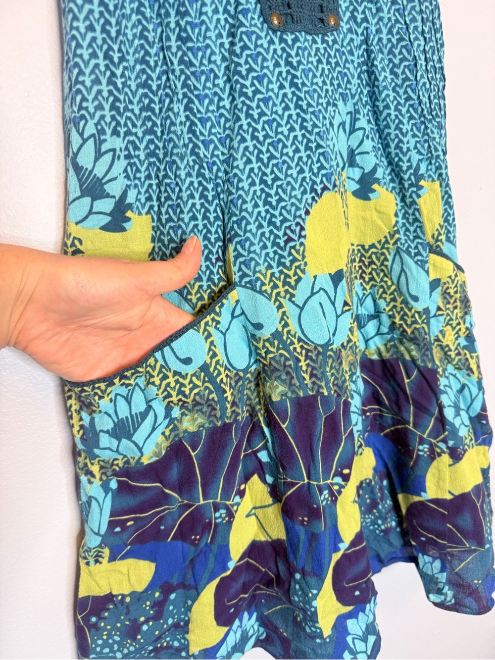 NWT! Y2K Free People green blue crochet short dress Size 6 - Picture 7 of 15